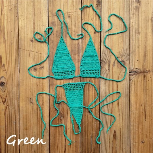 13 Color Hand Crochet Sunbathing Hot Bikini Women Sexy Micro Swimwear Mini Lingerie Sets - Image 6