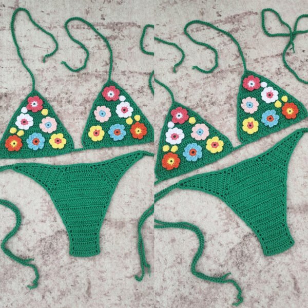 Hand Crocheted Bikini Set Women Hot Sexy Swimwear - Image 5